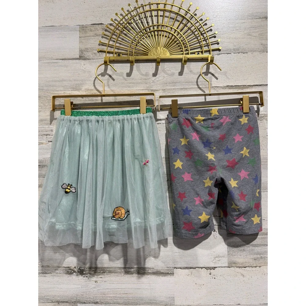 H&M Hanna Andersson Skirt Shorts Girls 6 Appliqué Sparkle Patches Stars EUC